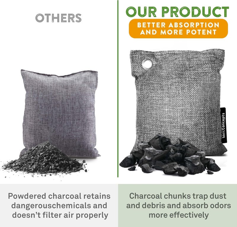 BASIC CONCEPTS Charcoal Odor Absorber for Strong Odor (Large, 12 Pack, 100g each), Perfect for Smelly Shoes, Bamboo Charcoal Air Purifying Bag, Activated Charcoal Odor Absorber for Closet, Shoe, Car, Odor Deodorizer - Image 3